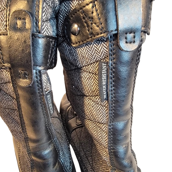 JBU by Jambu Black Herringbone Lorna Encore Faux Fur Tall Lace Up Snow Boot 6.5 - Picture 5 of 10